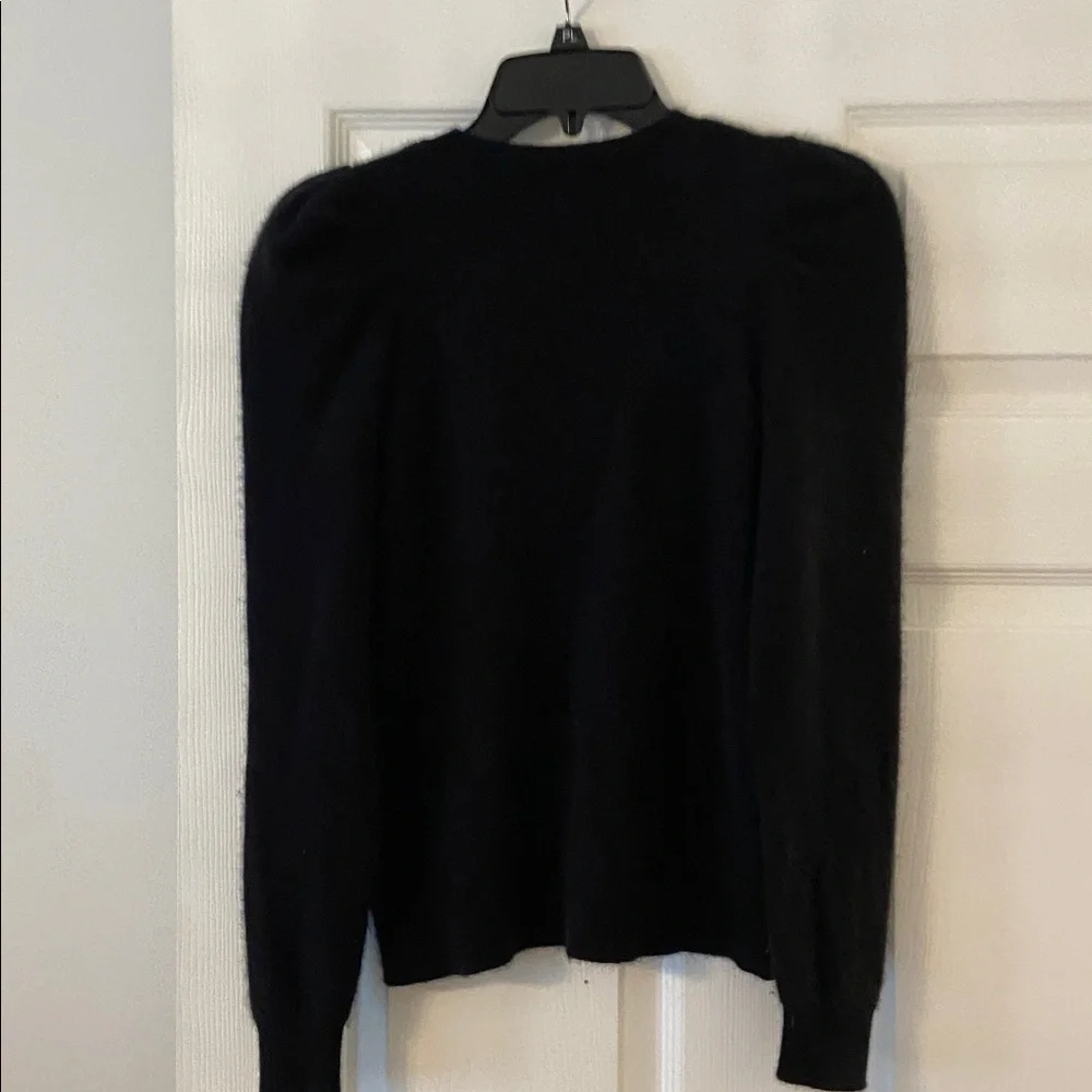 Garnet Hill Classic Black V-Neck Sweater 100% Cashmere length 21” bust 30” - Picture 5 of 8